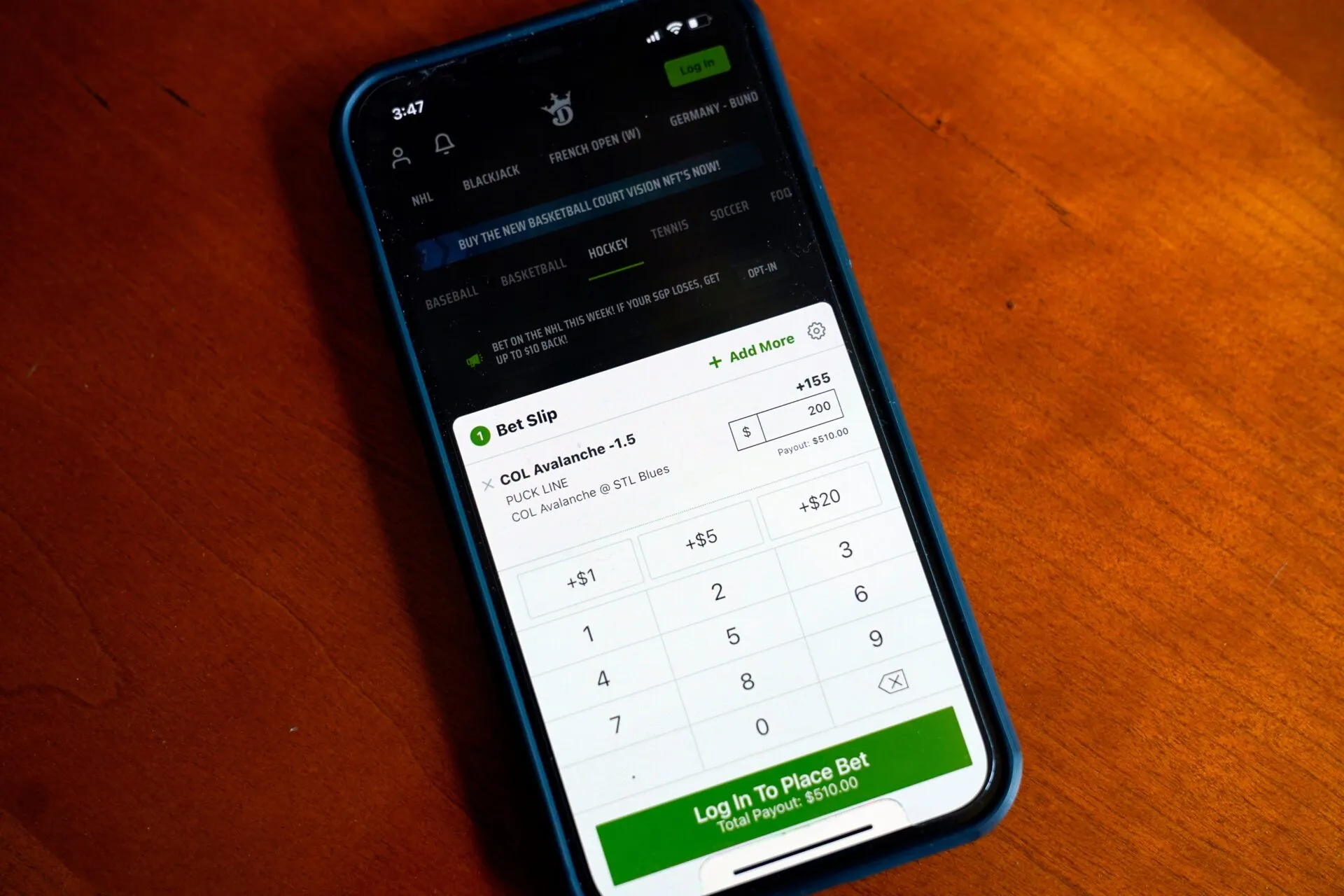Tracking bets on mobile apps